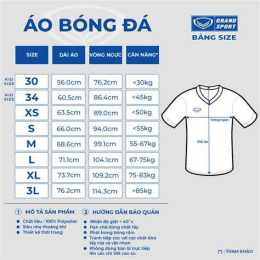 giao diện app bảng size áo đá bóng