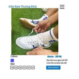 giao diện app giày bata đá bóng