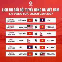 lịch bóng đá nam asian cup 2026